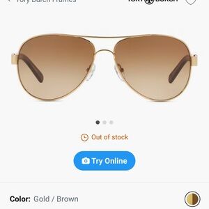 Tory Burch Aviator Sunglasses gold/brown - like new